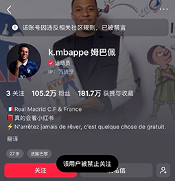 央视全面叫停涉及姆巴佩的赛事和广告播出，姆巴佩小红书账号已被禁言禁止关